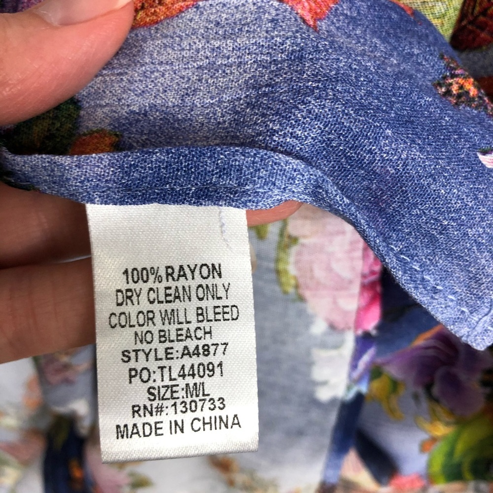 Umgee Blue Floral Kimono Size M/L - Picture 7 of 7